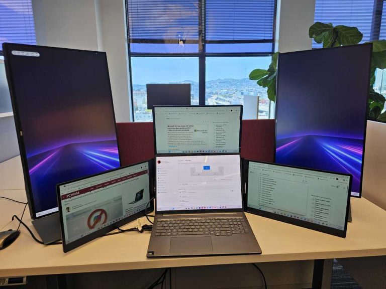 Five displays at the office